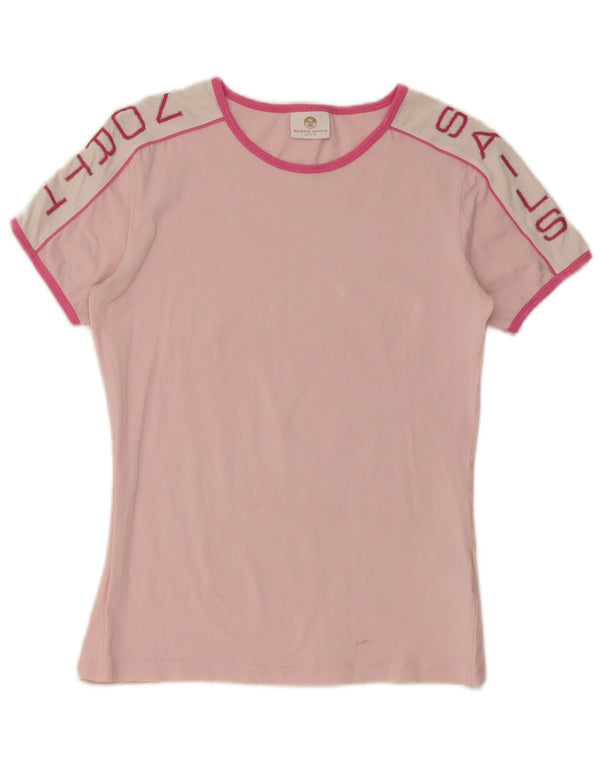 North Sails Dame Grafisk T-Shirt Top UK 12 Medium Pink Colourblock Bomuld