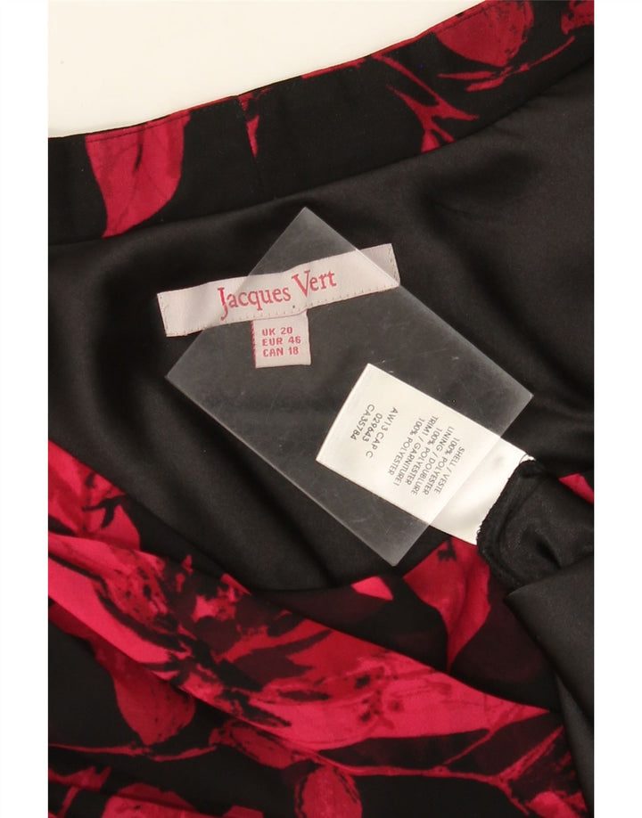 JACQUES VERT Dame ærmeløs Maxikjole UK 20 2XL Sort Blomster