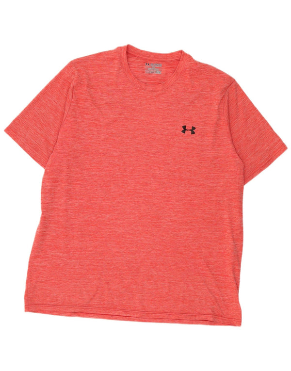 Under Armour Herre Heat Gear T-Shirt Top 2XL Rød Flecked Polyester