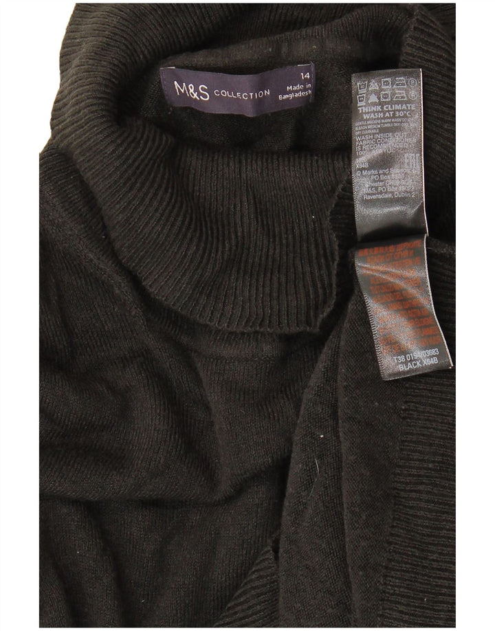 Marks & Spencer Dame Roll Neck Jumper Sweater UK 14 Medium Sort Akryl