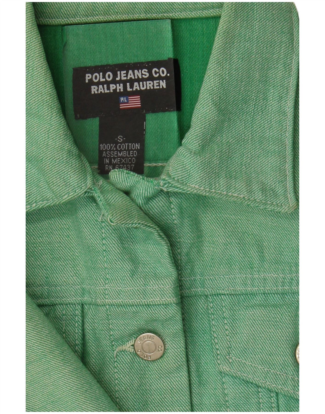 Ralph Lauren Dame Crop Denim Jacket UK 10 Small Green Bomuld