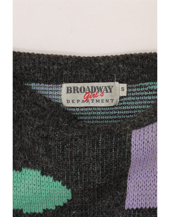 BROADWAY Dame Boat Neck Jumper Sweater UK 10 Small Grey Geometric