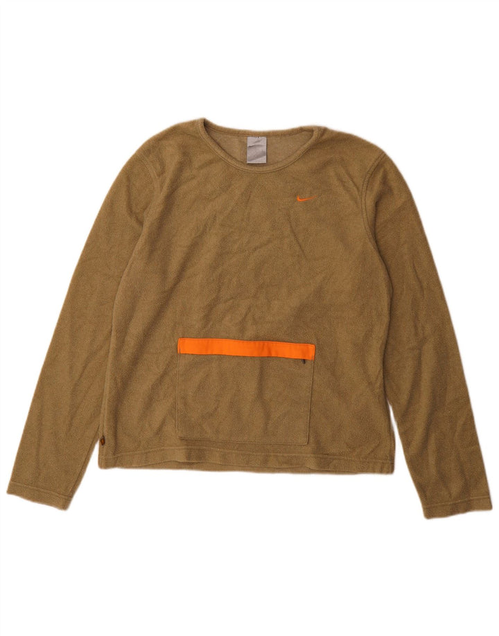 NIKE Fleecetrøje til kvinder US 12/14 Stor Khaki Polyester