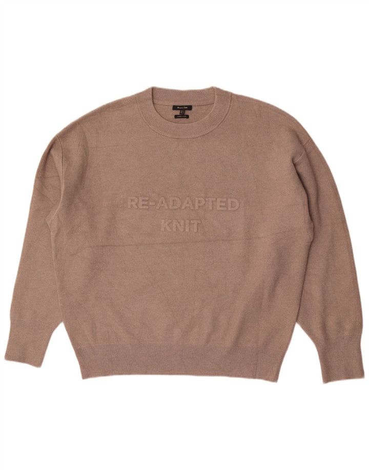 Massimo Dutti Herre grafisk rund hals sweater stor grå