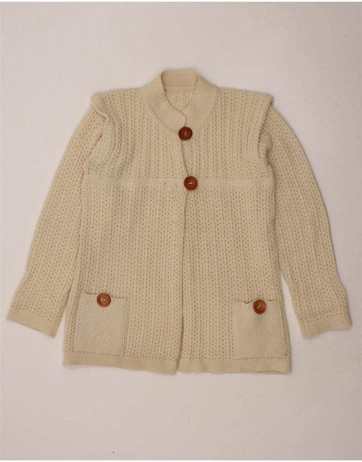 VINTAGE Womens Cardigan Sweater UK 14 Large Off White Vintage Vintage and Second-Hand Vintage from Messina Hembry 