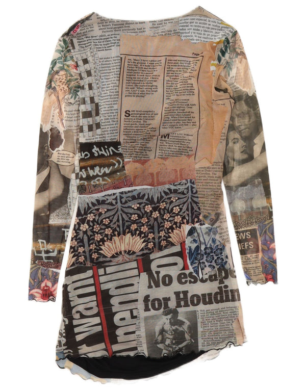 Desigual Dame Langærmet Grafisk Tunika Kjole UK 14 Stor Flerfarvet
