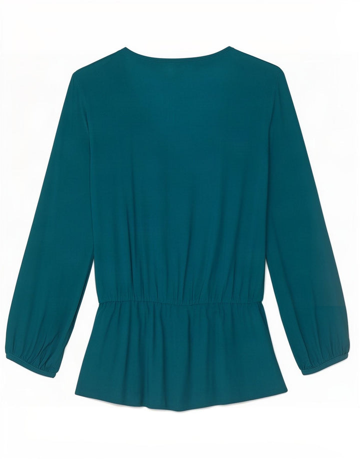 Benetton Dame Langærmet Bluse Top UK 10 Small Blue