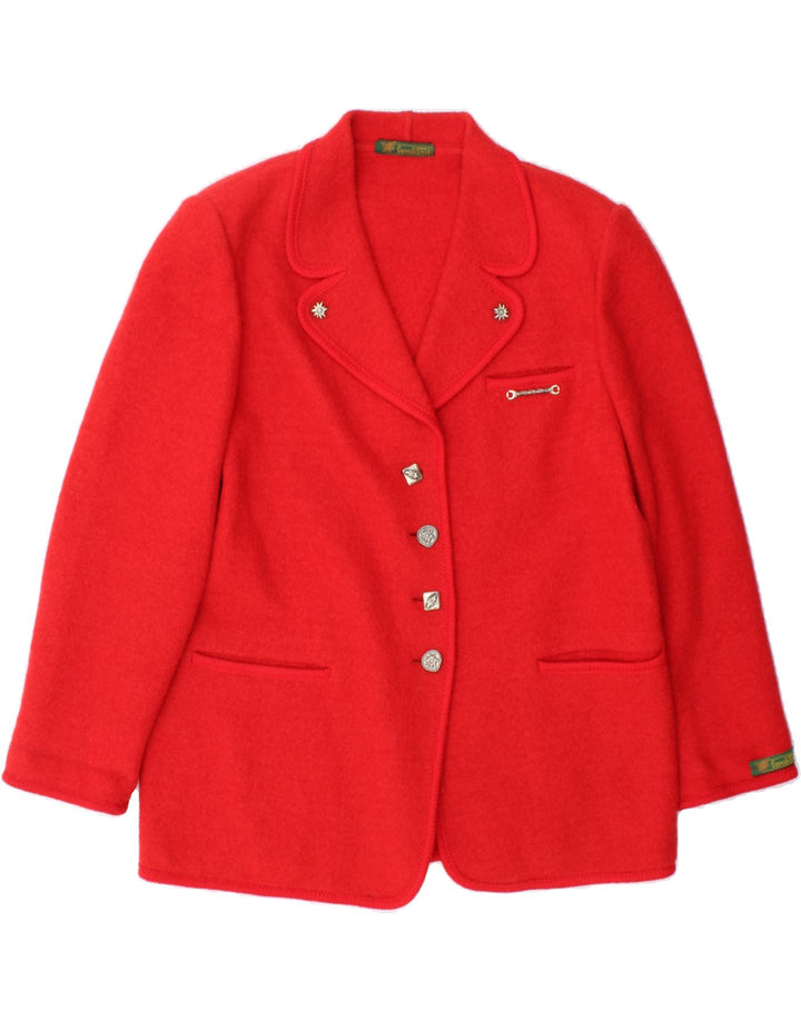 VINTAGE Womens 4 Button Blazer Jacket UK 14 Medium Red Vintage Vintage and Second-Hand Vintage from Messina Hembry 