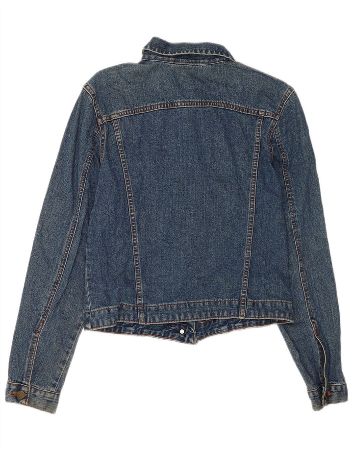 Laura Ashley Dame Crop Denim Jacket UK 12 Medium Blue Cotton