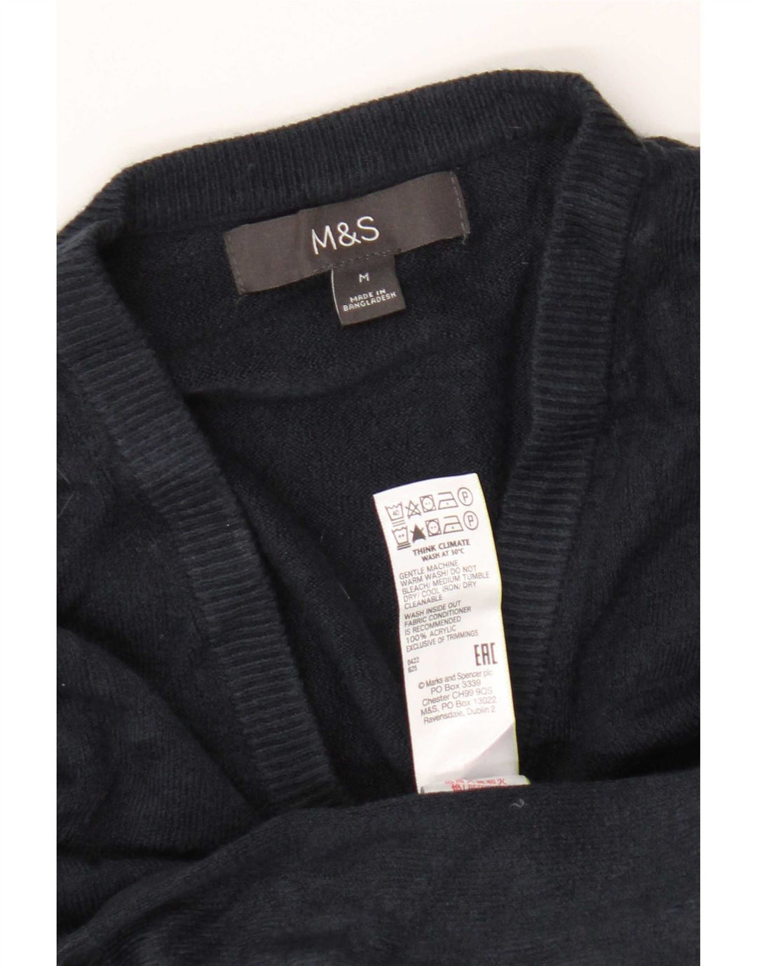 Marks & Spencer Herre V-hals sweater Medium Marineblå Akryl
