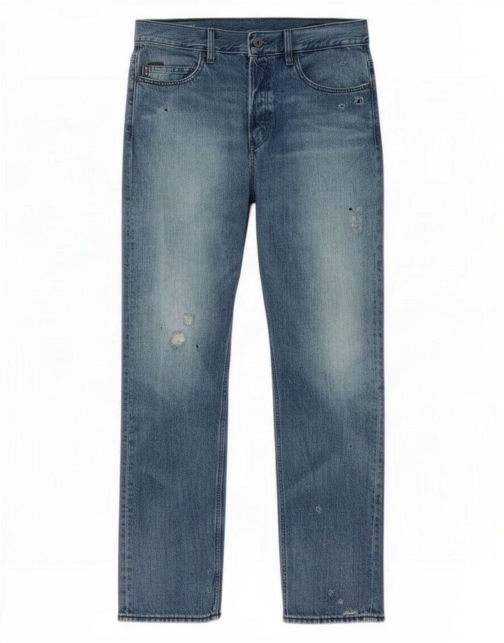 G-Star Herre Distressed Straight Jeans W32 L32 Blå Bomuld
