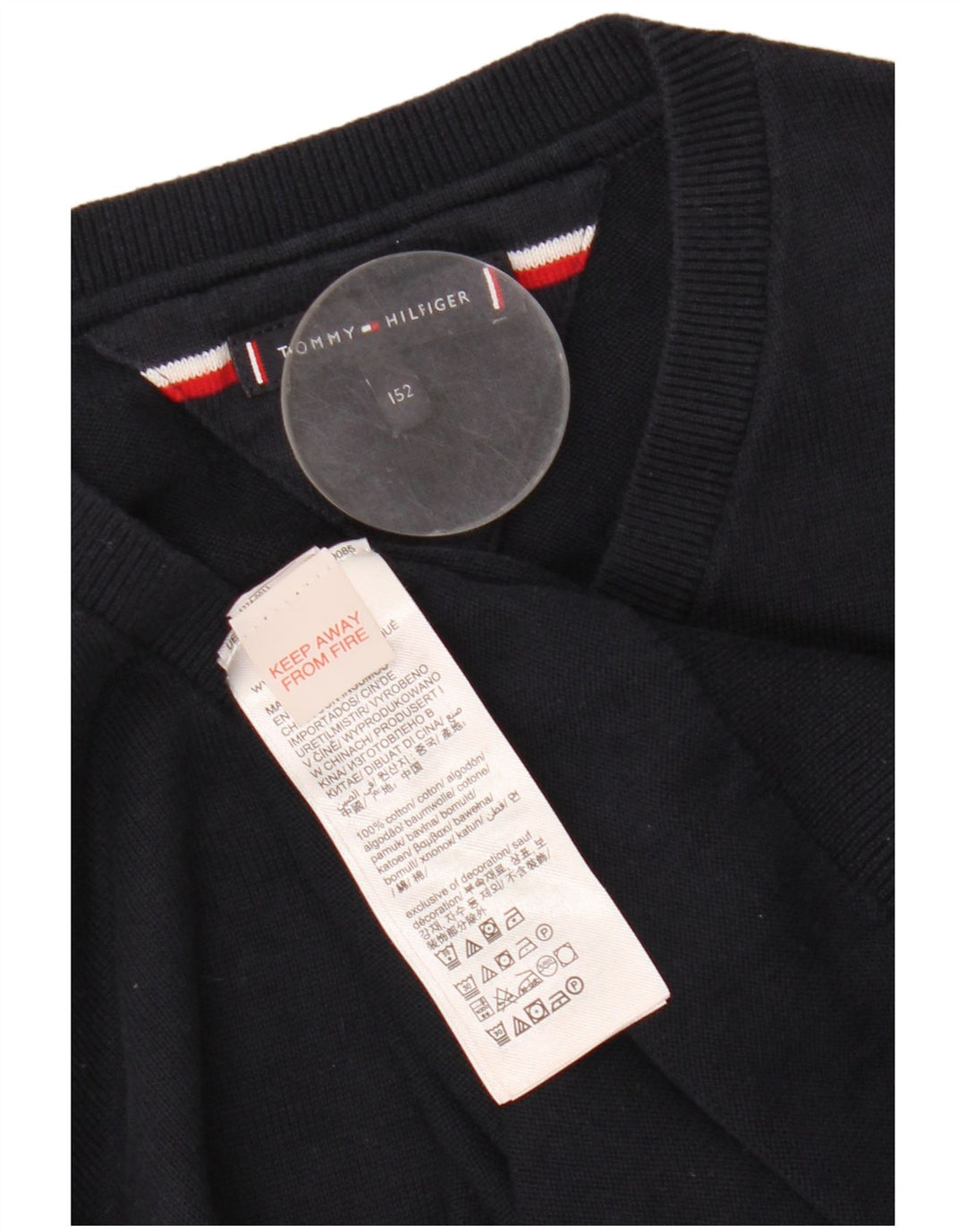 TOMMY HILFIGER drenge sweater med v-hals 11-12 år marineblå bomuld