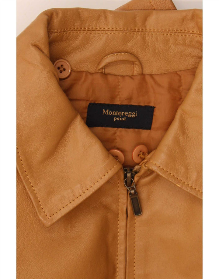 Montereggi Dame Læderjakke UK 14 Stor Beige Læder
