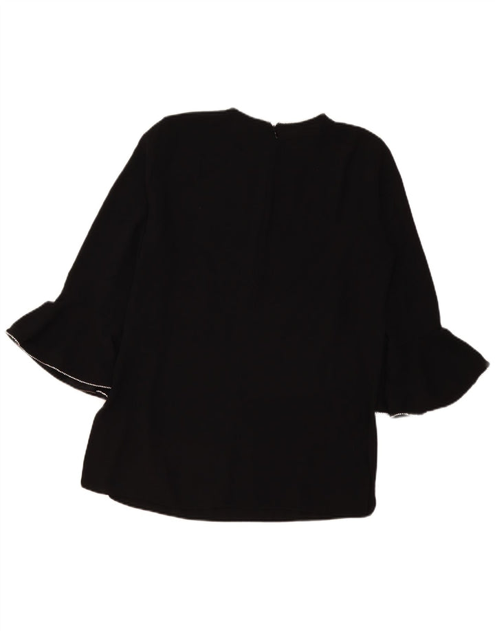 Zara Dame 3/4 ærmet bluse Top UK 16 Large Black Polyester