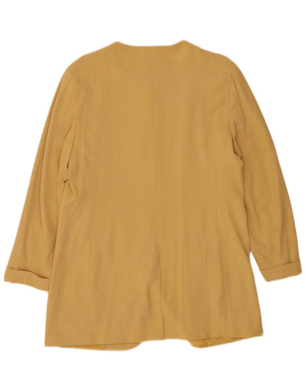 Max Mara Dame Longline 1 Knap Blazer Jakke UK 16 Stor Gul