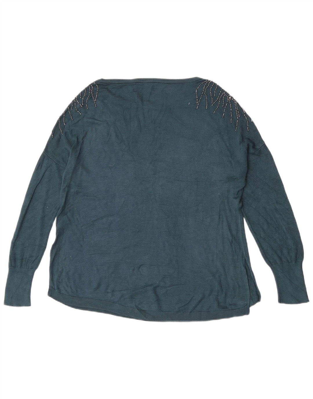 Oasis Dame Oversized Boat Neck Jumper Sweater UK 10 Small Blue Viscose