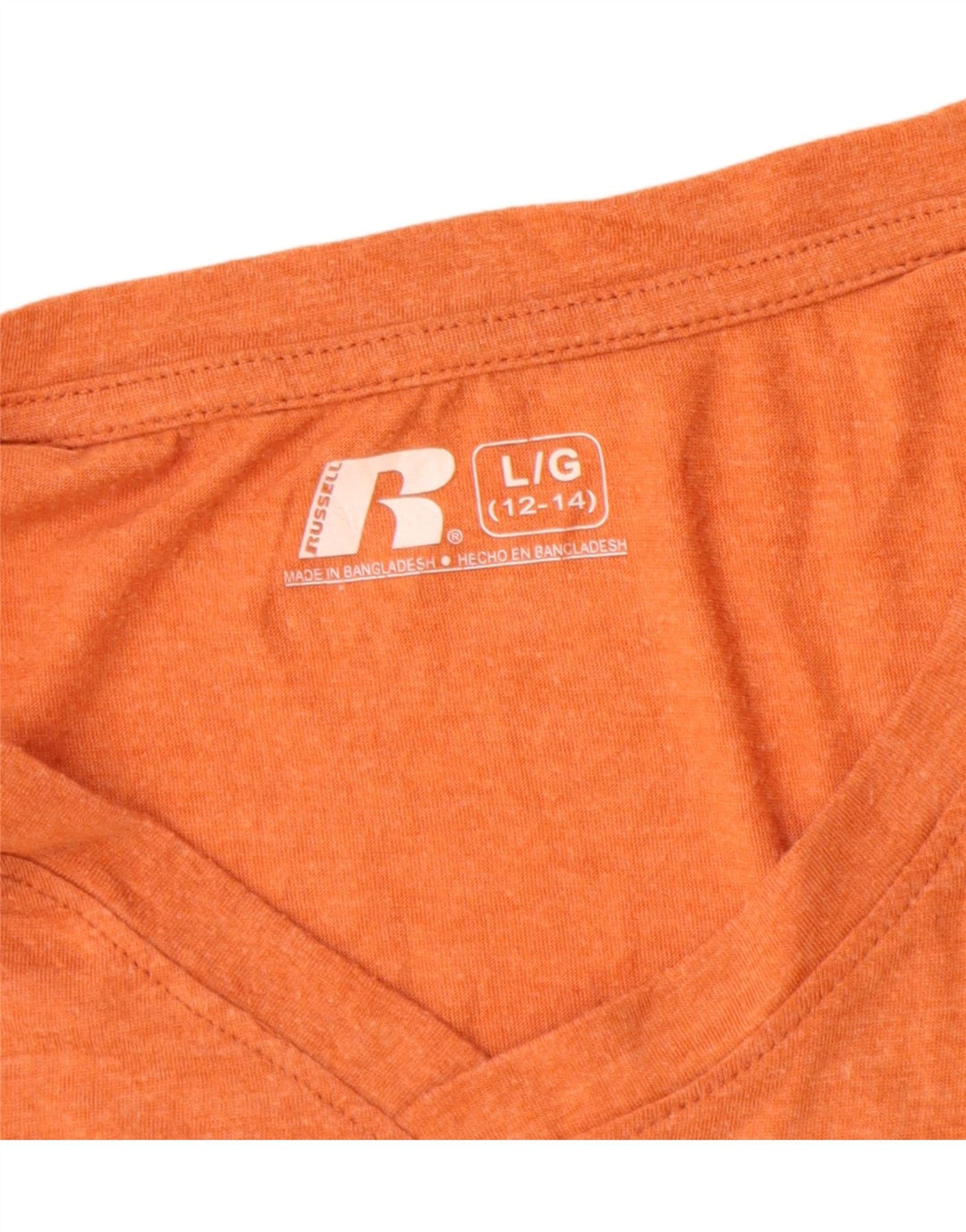 Russell Athletic Womens Grafisk T-Shirt Top US 12/14 Large Orange Polyester
