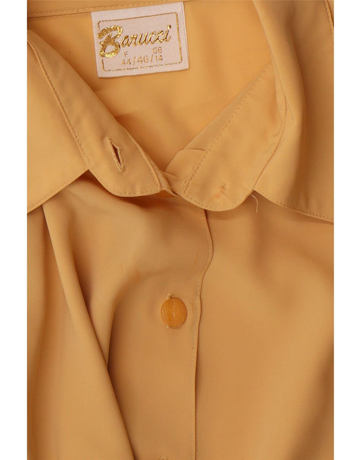 VINTAGE Womens Shirt Blouse UK 14 Large  Yellow Polyester