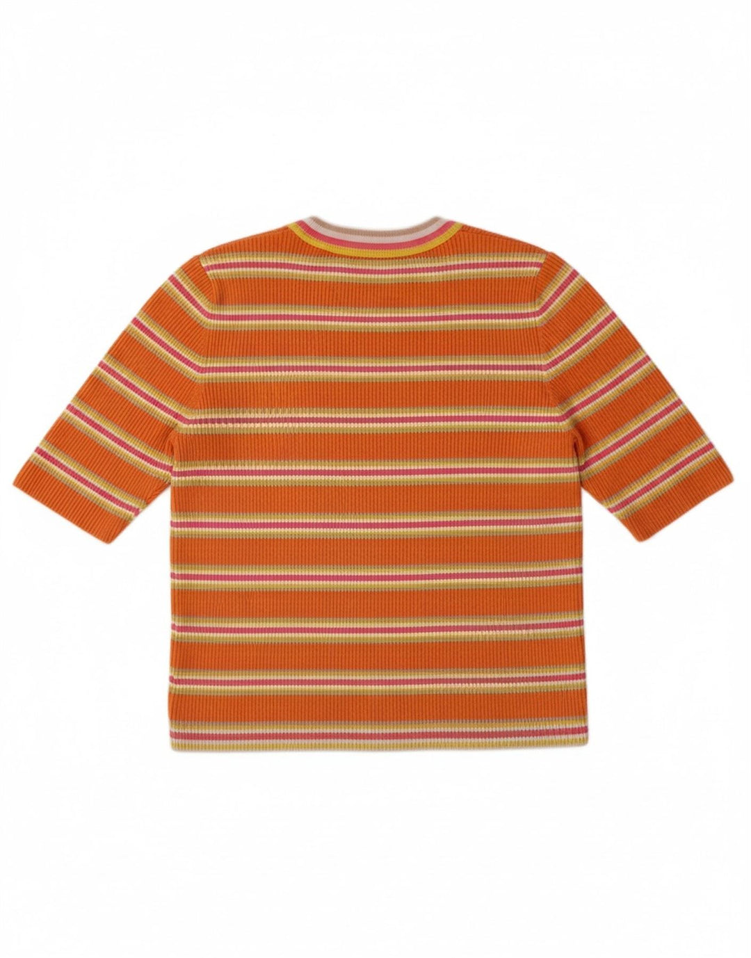 TOMMY HILFIGER Womens Crop Crew Neck Jumper Sweater UK 12 Medium Orange