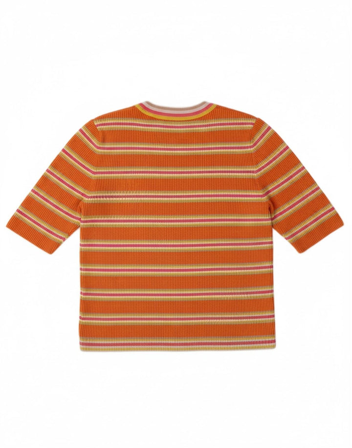 TOMMY HILFIGER Womens Crop Crew Neck Jumper Sweater UK 12 Medium Orange
