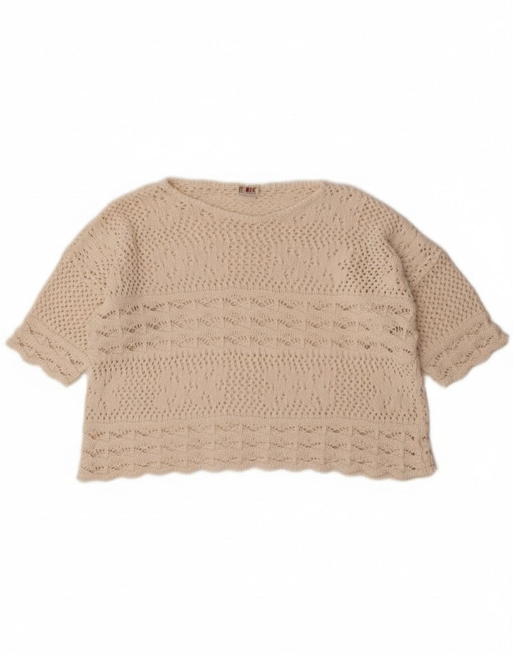 Redok Womens Crop Boat Neck Jumper Sweater UK 14 Medium Off White