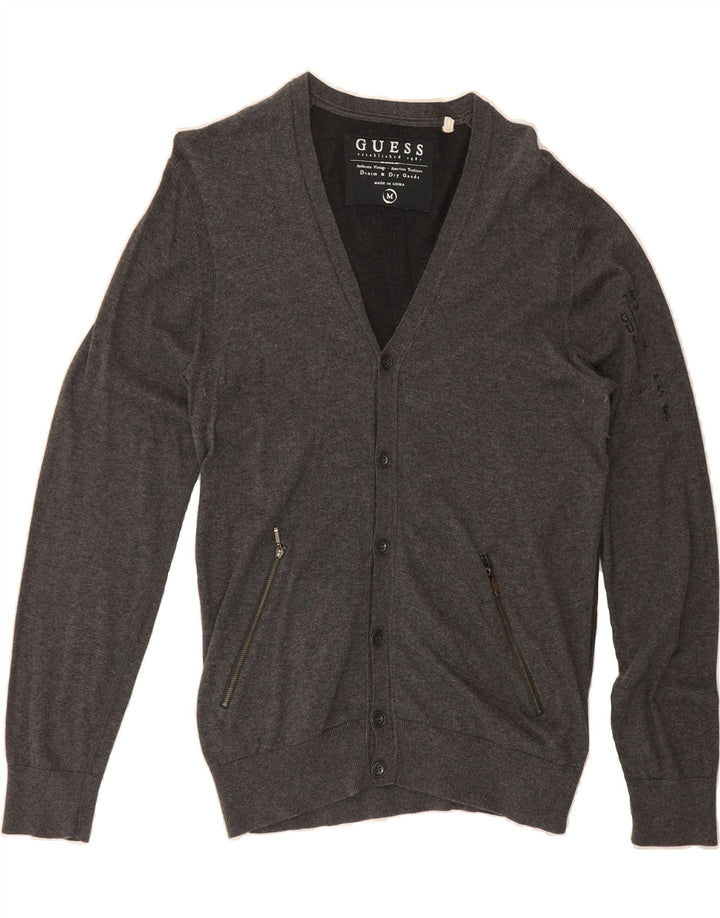 GUESS Mens Cardigan Sweater Medium Grey Cotton Vintage Guess and Second-Hand Guess from Messina Hembry 