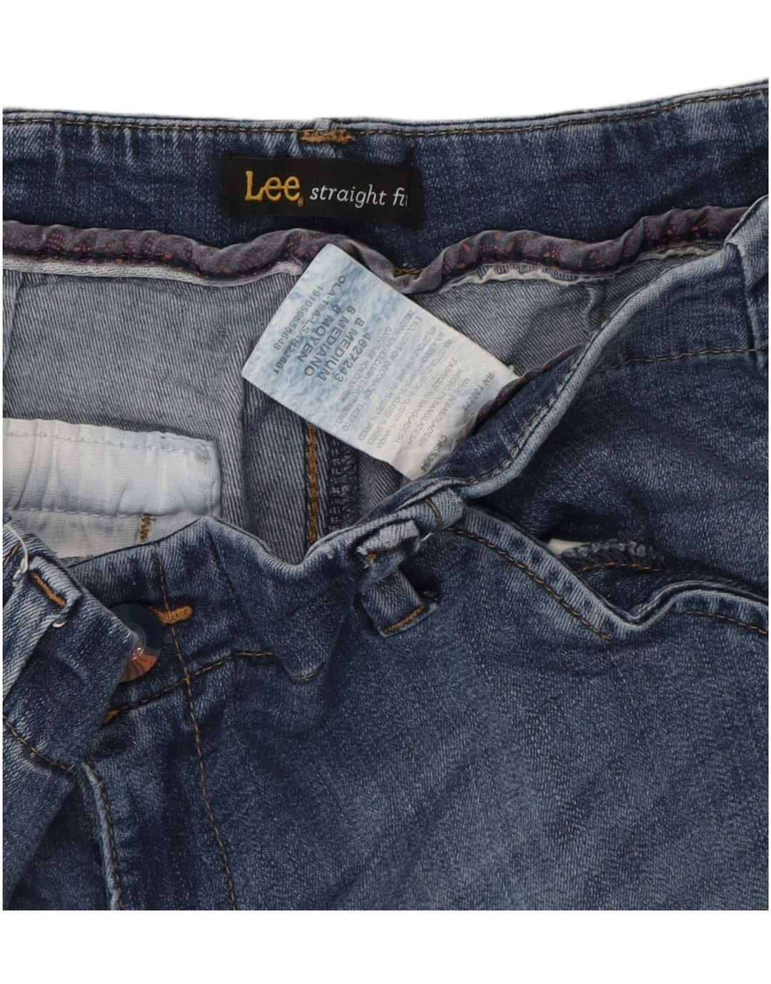 LEE Womens Straight Fit Denim Shorts US 8 Medium W30  Navy Blue Cotton