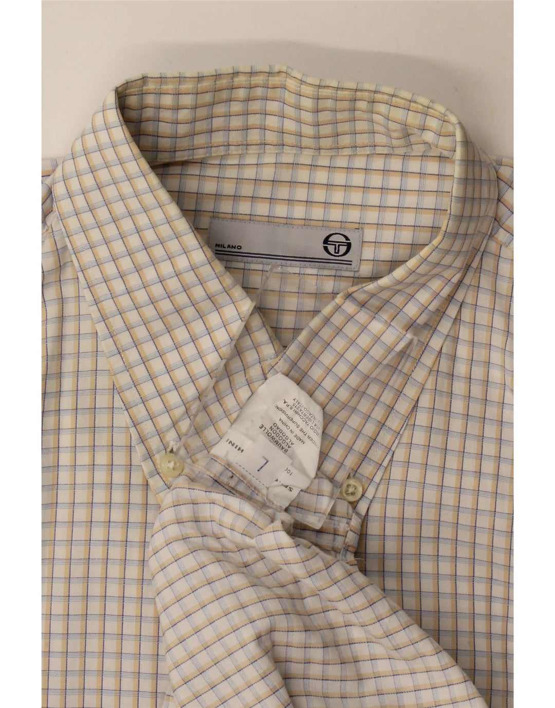 Sergio Tacchini Herreskjorte Stor Beige Gingham Bomuld