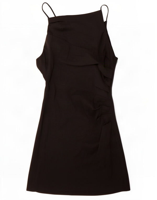 Zara Womens Slip Dress UK 12 Medium Black Linen