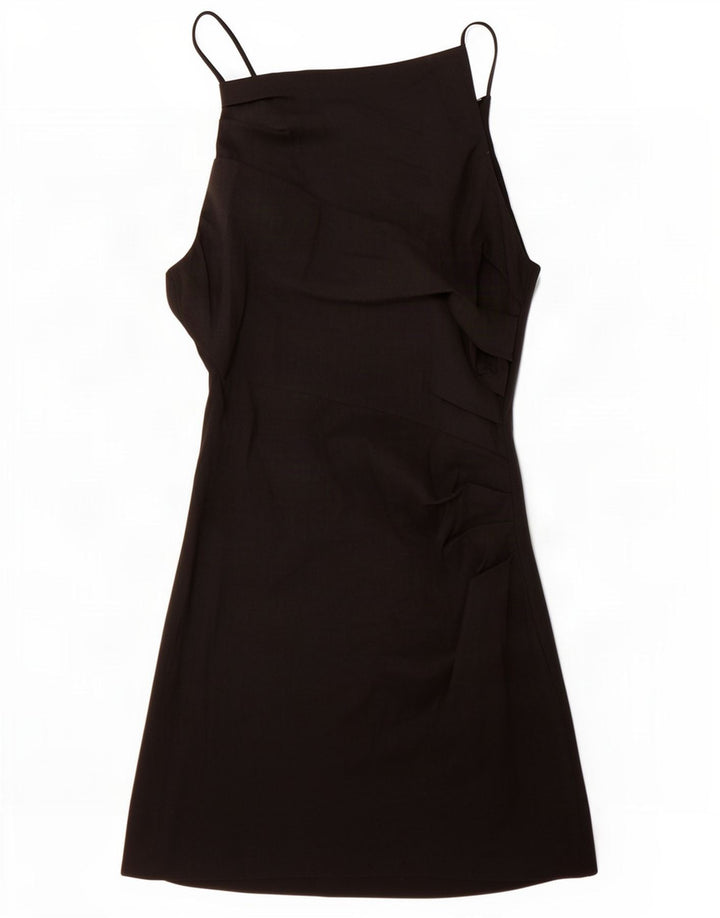 Zara Womens Slip Dress UK 12 Medium Black Linen