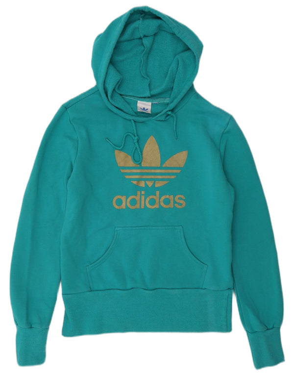 Adidas grafisk hættetrøje til kvinder UK 10 Small turkis bomuld