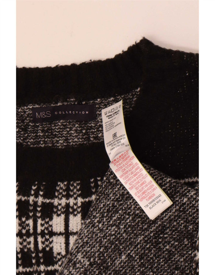Marks & Spencer Dame sweater med rund hals DK 18 XL sort ternet