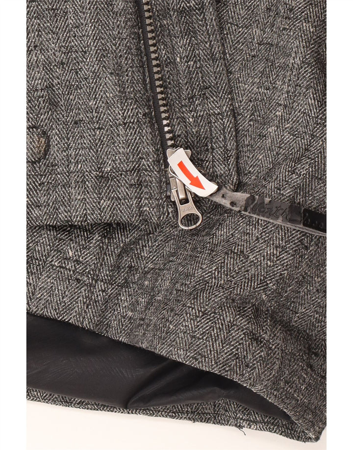 The North Face Womens Hooded Bomber Jacket UK 16 Large Grey Herringbone