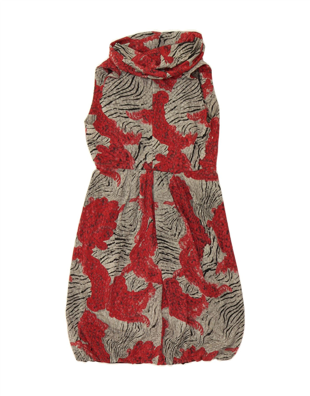 VINTAGE Womens Abstract Pattern Sleeveless Bubble Dress UK 12 Medium Red Vintage Vintage and Second-Hand Vintage from Messina Hembry 