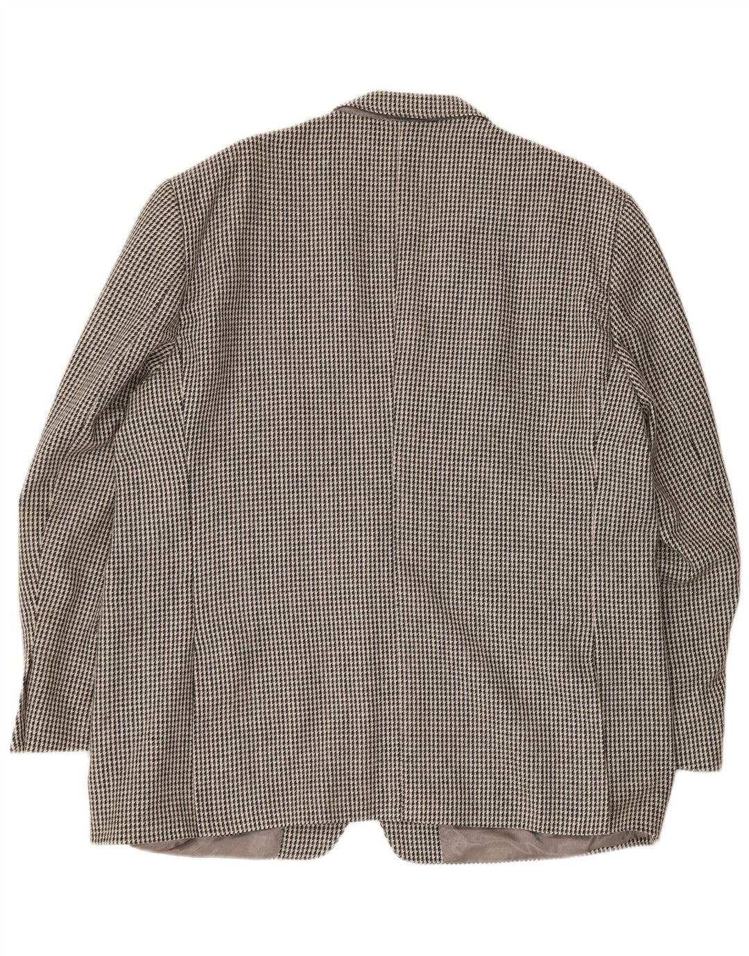 Vintage blazerjakke til mænd med 2 knapper UK 40 Large Grey Houndstooth Uld