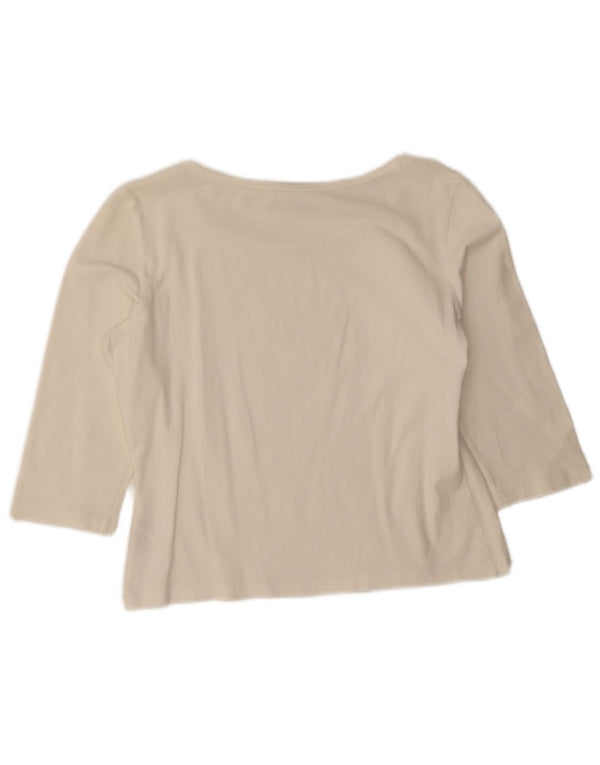 Max Mara Dame Weekend Crop Top 3/4 ærme UK 18 XL Hvid Bomuld