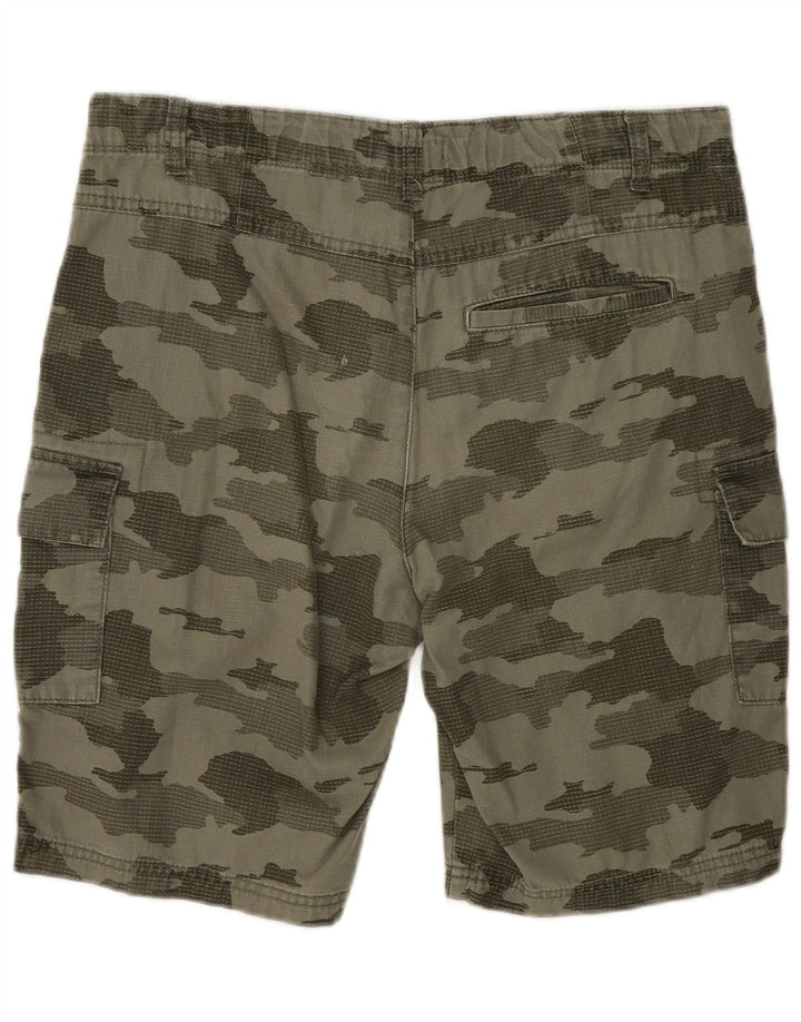 BENETTON Cargo Shorts til drenge 13-14 år 3XL W30 Khaki Camouflage Bomuld