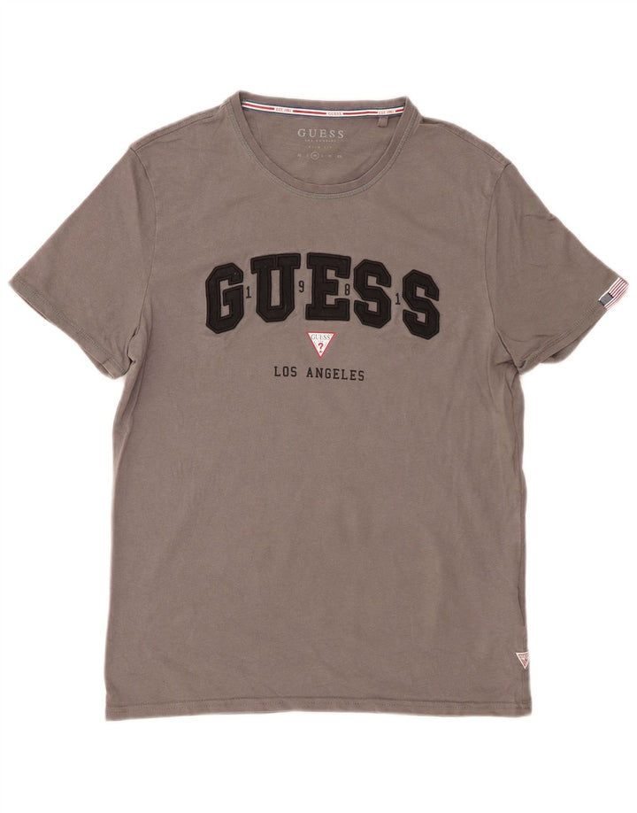 Guess Herre Slim Fit Grafisk T-shirt Top mellemgrå bomuld
