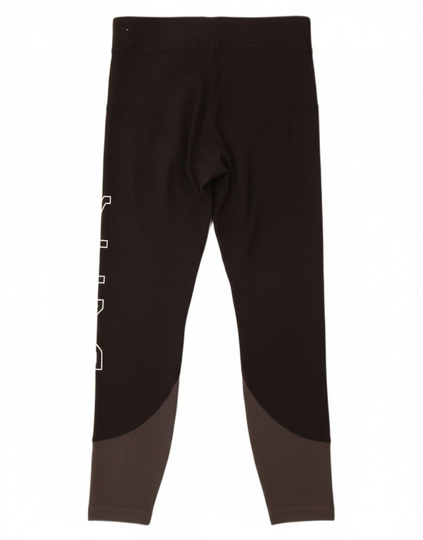 Nike Womens Graphic Leggings UK 12 Medium  Black Colourblock Cotton