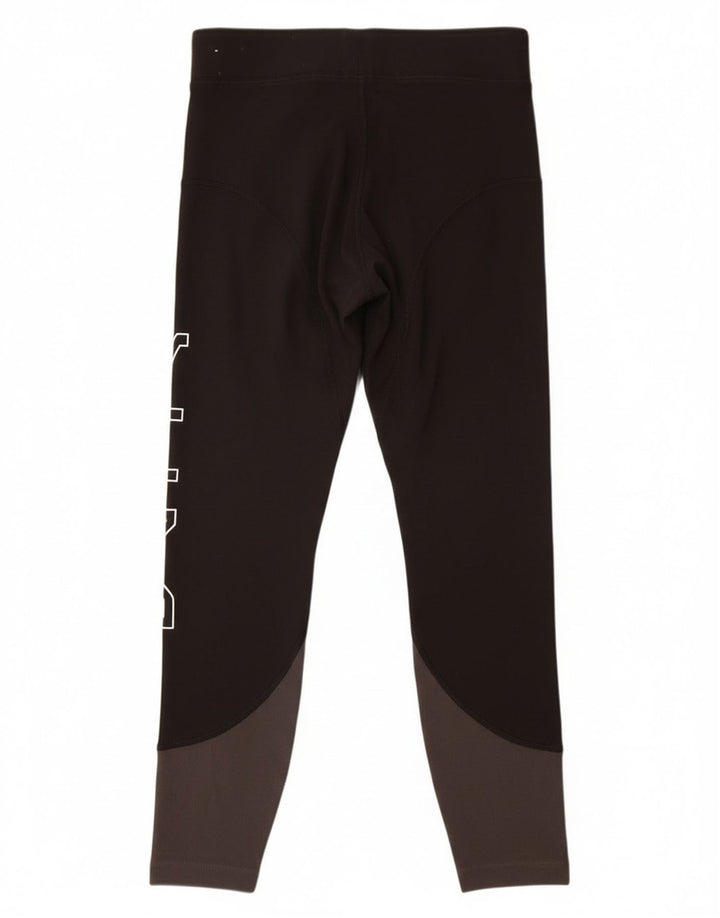 Nike Dame Grafiske Leggings UK 12 Medium Sort Colourblock Bomuld