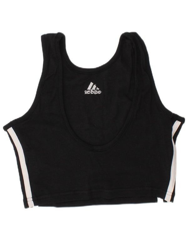 Adidas Dame Sport BH Top UK 8/10 Small Sort Stribet Bomuld Sports