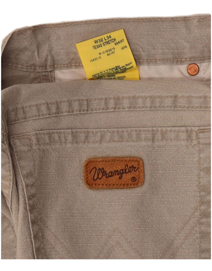WRANGLER Herre Texas Stretch Lige Casual Bukser W32 L34 Beige Bomuld