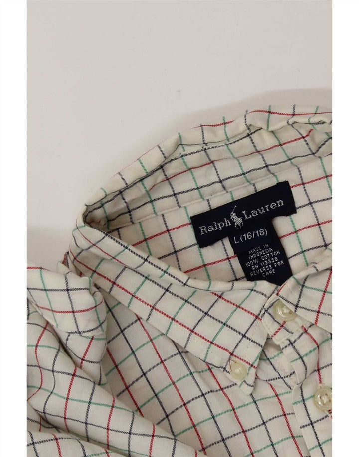 Ralph Lauren drengeskjorte 15-16 år stor hvid ternet bomuld