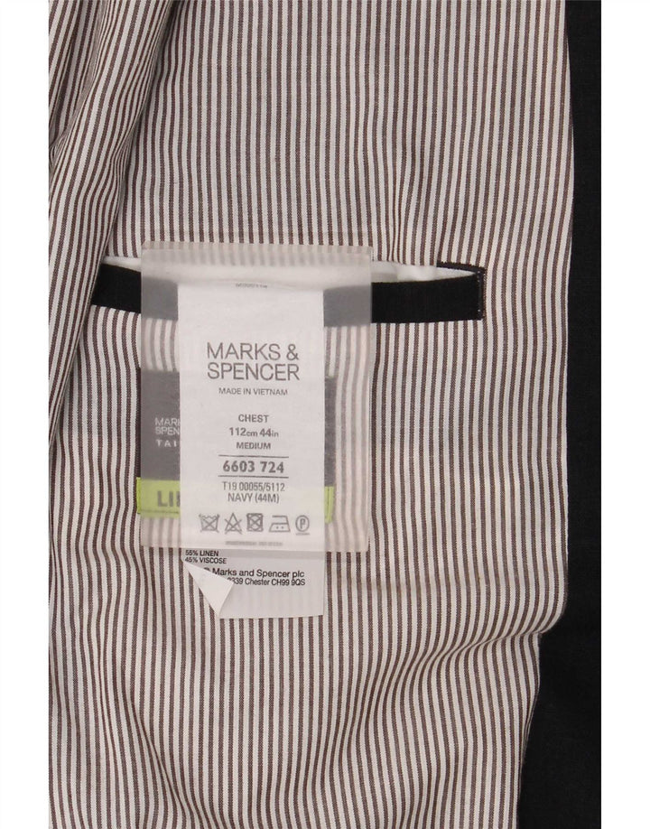 Marks & Spencer Herre 2-knaps blazerjakke UK 44 XL Navy Blue Linen