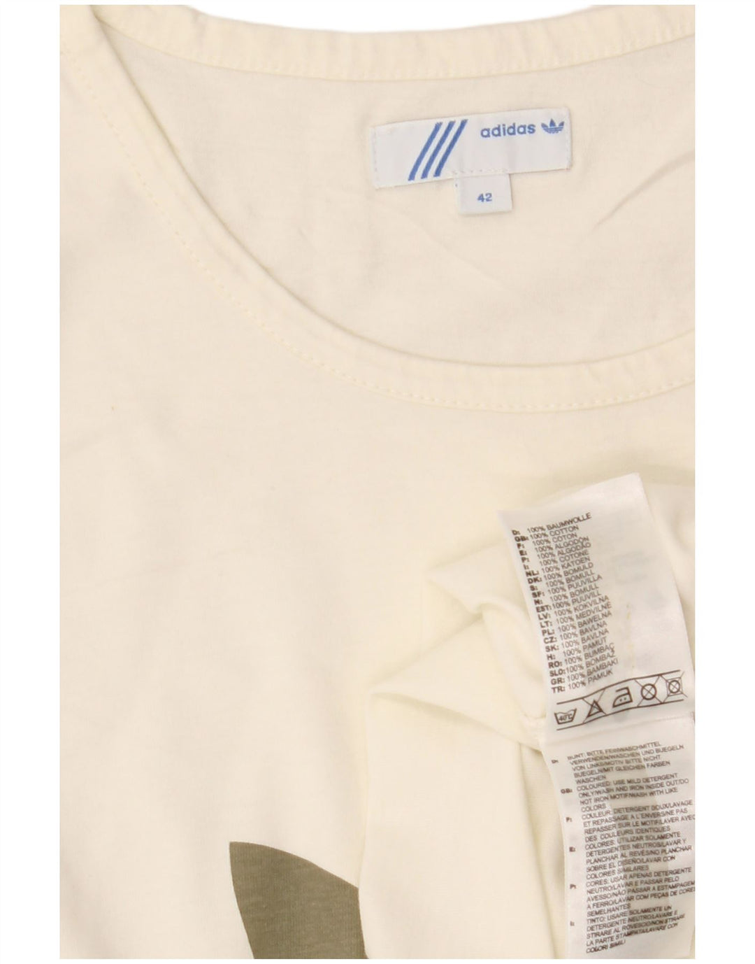 ADIDAS Grafisk T-shirt top til kvinder IT 42 Medium hvid bomuld