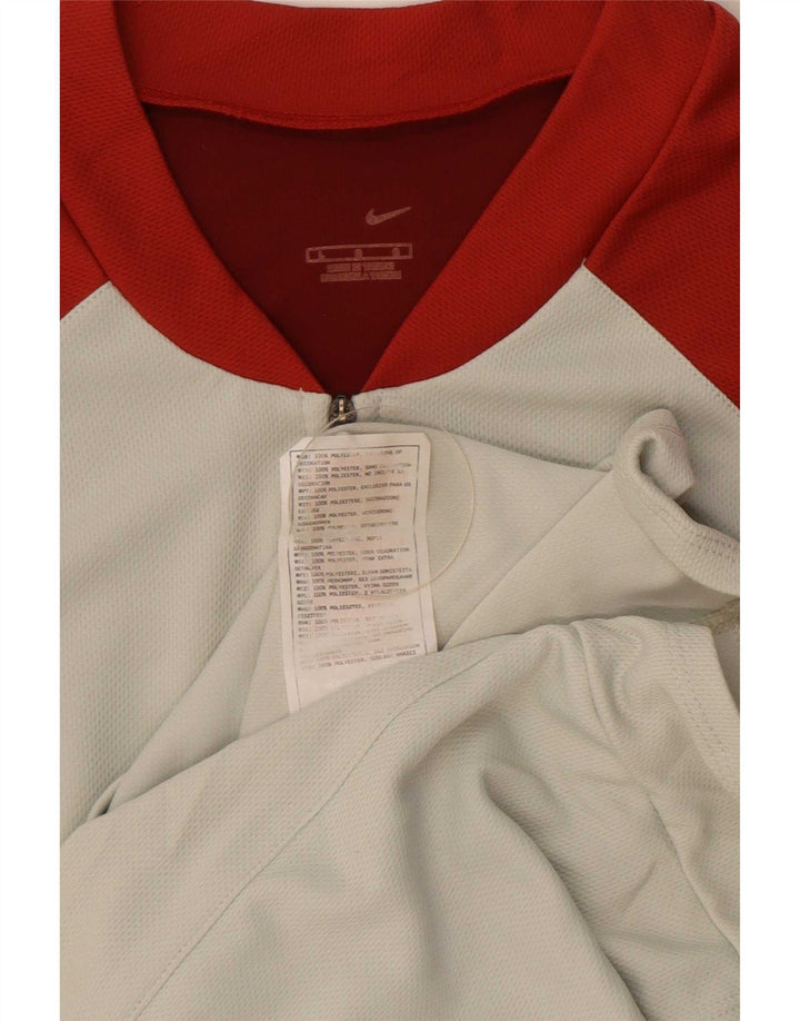 Nike T-shirt med lynlås til mænd, stor grå, farveblok polyester