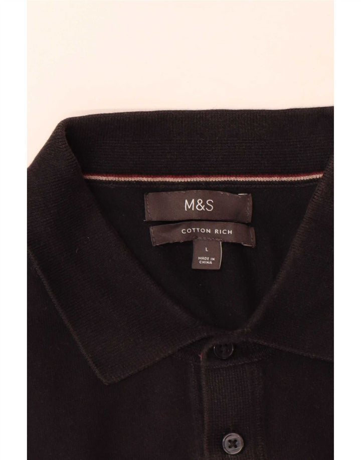 Marks & Spencer Herre Kortærmet Polo Neck Sweater Stor Sort