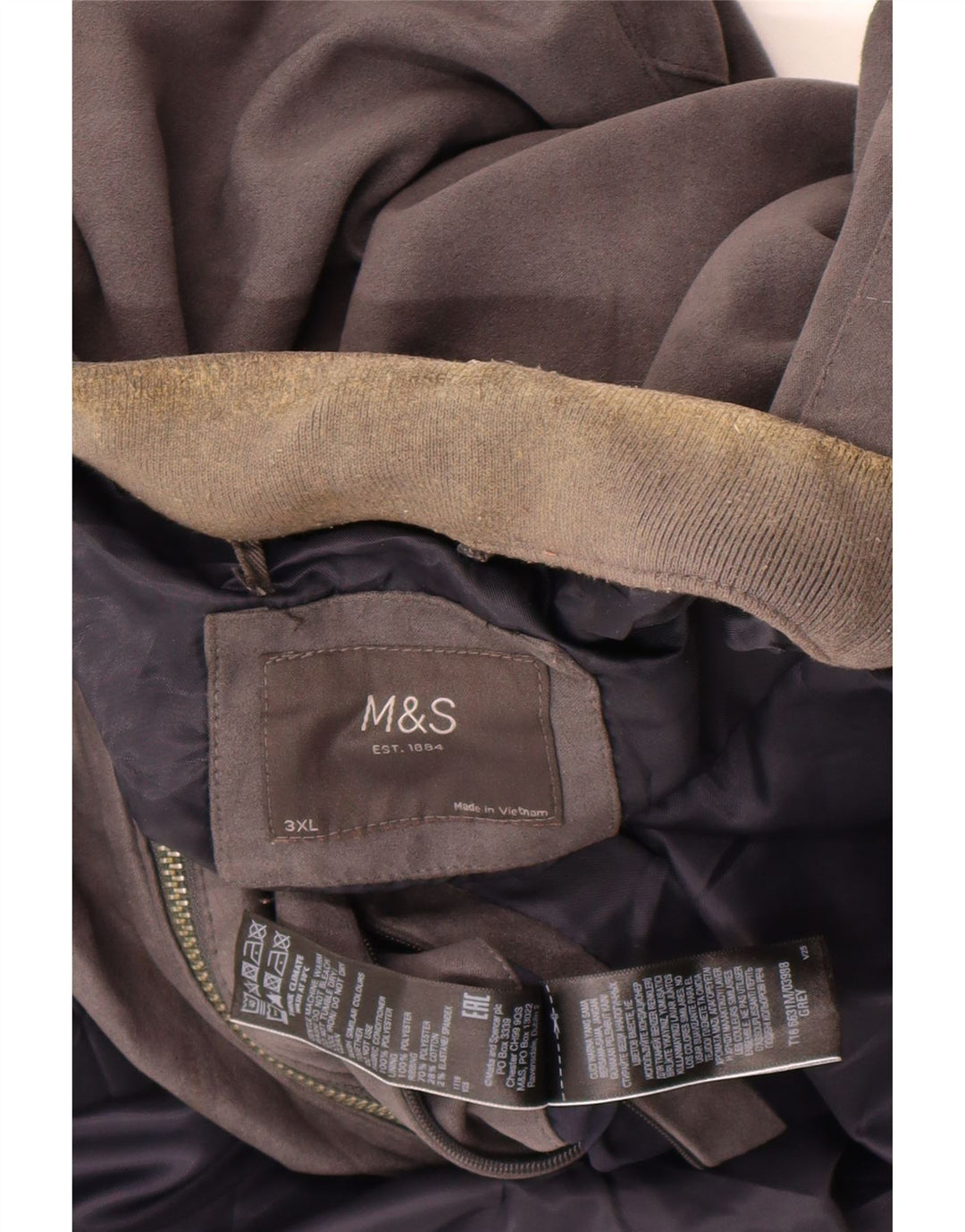 Marks & Spencer Bomberjakke til mænd UK 46 3XL Grå Polyester