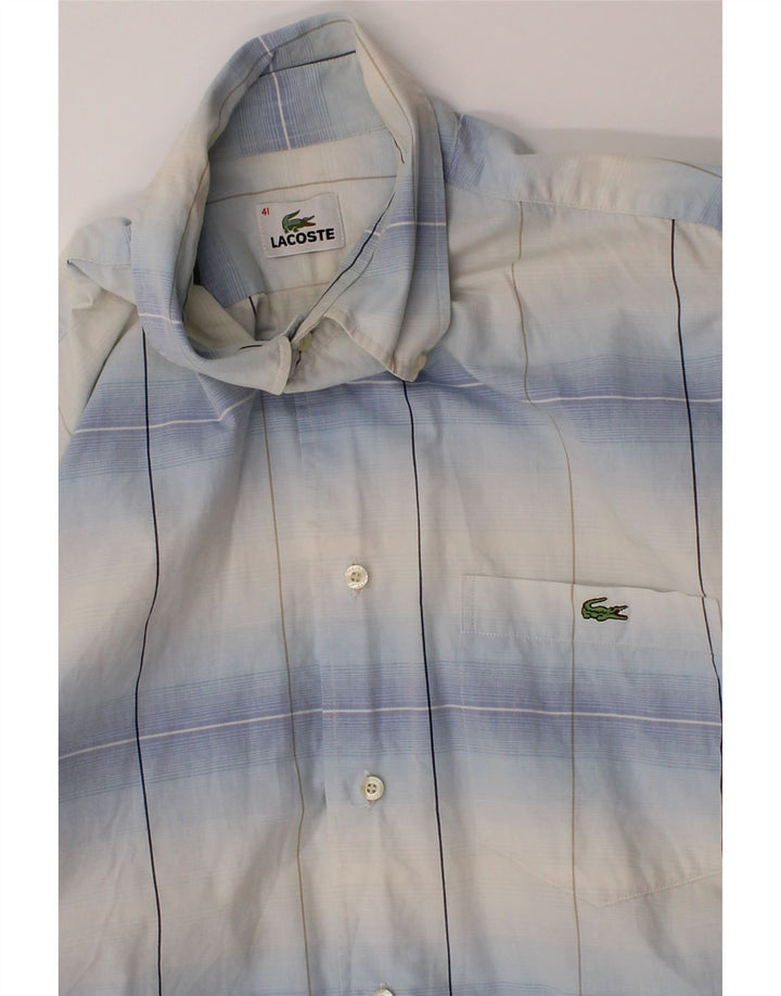 LACOSTE Mens Short Sleeve Shirt Size 41 Medium Blue Check Cotton Vintage Lacoste and Second-Hand Lacoste from Messina Hembry 