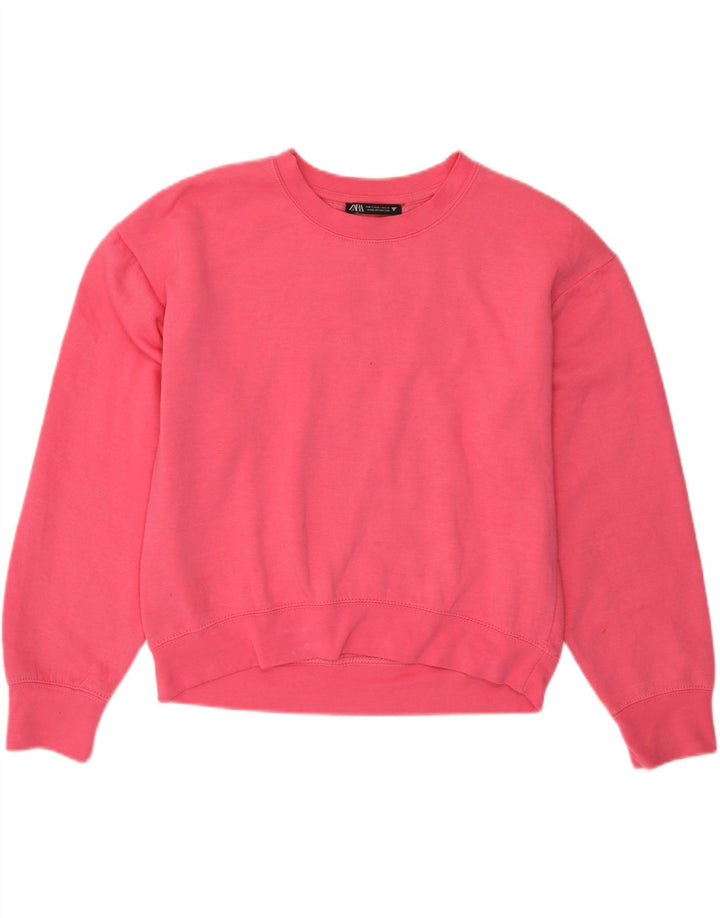 Zara Womens Oversized Sweatshirt Jumper UK 10 Small Pink Polyester